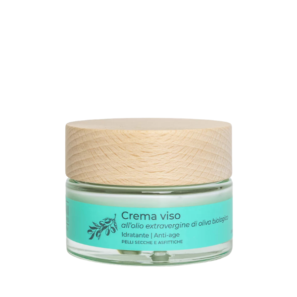 crema viso con olio EVO biologico e acido ialuronico